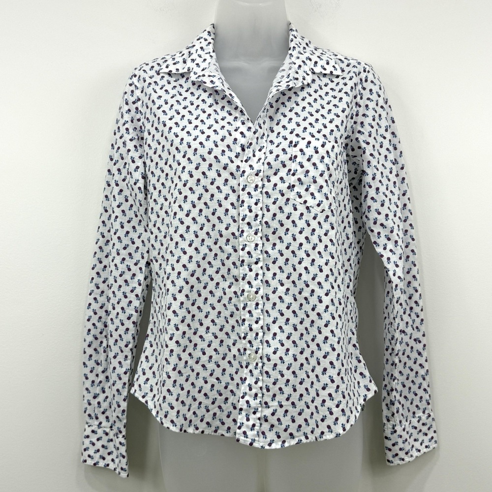 Frank Eileen Barry Shirt Women's XS Pineapple AOP Fruit Lightweight Preppy